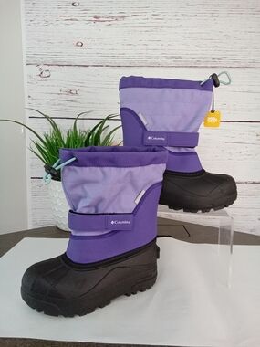 NWT Columbia Kids Waterproof 200g Insulated Winter Snow Boots Purple Size 13